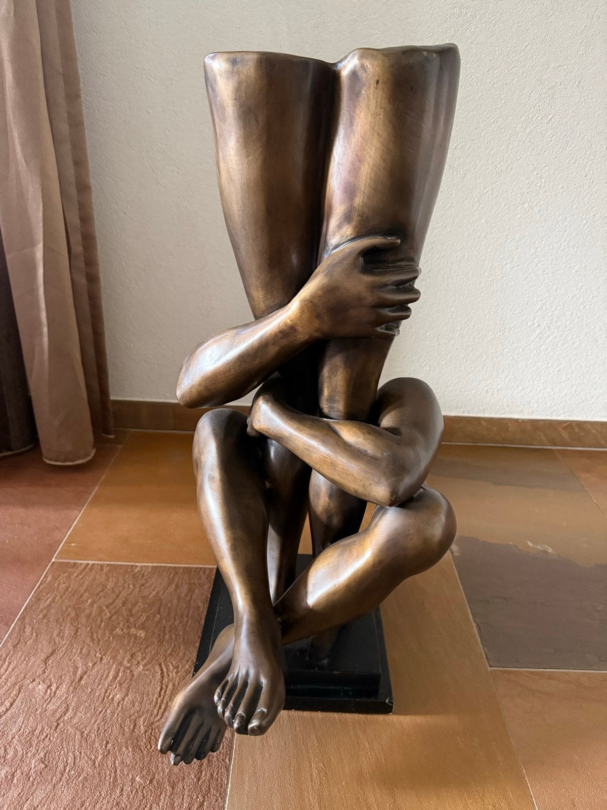 Bronzen sculptuur van zittende figuur - Modern, Ophalen, 50 - 100 cm, Beeld, Bruin