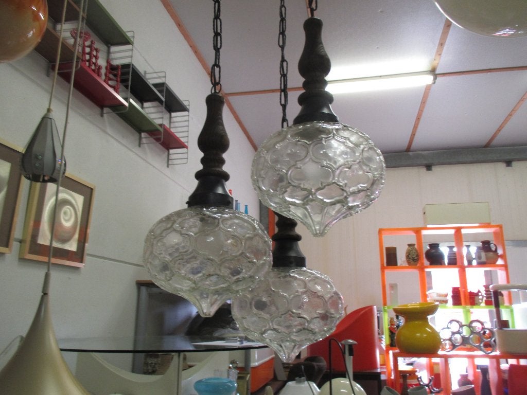 Temde design jaren 60 70 hanglamp vintage retro 1970s, Temde, Gebruikt, ?, Glas