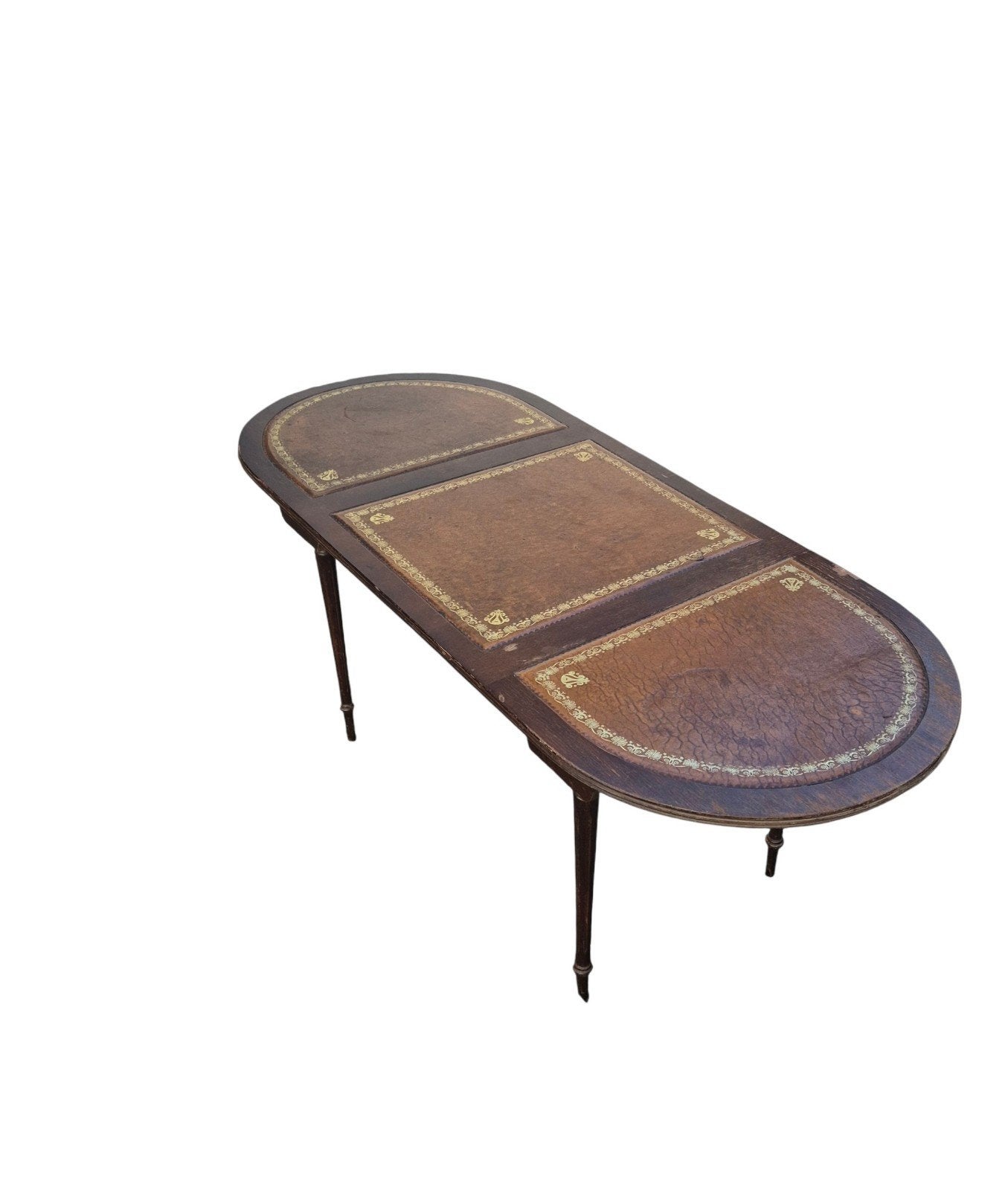 Chesterfield mahonie en cognac leder  ingelegd, Huis en Inrichting, Tafels | Salontafels, Ophalen, 100 tot 150 cm, 50 tot 100 cm