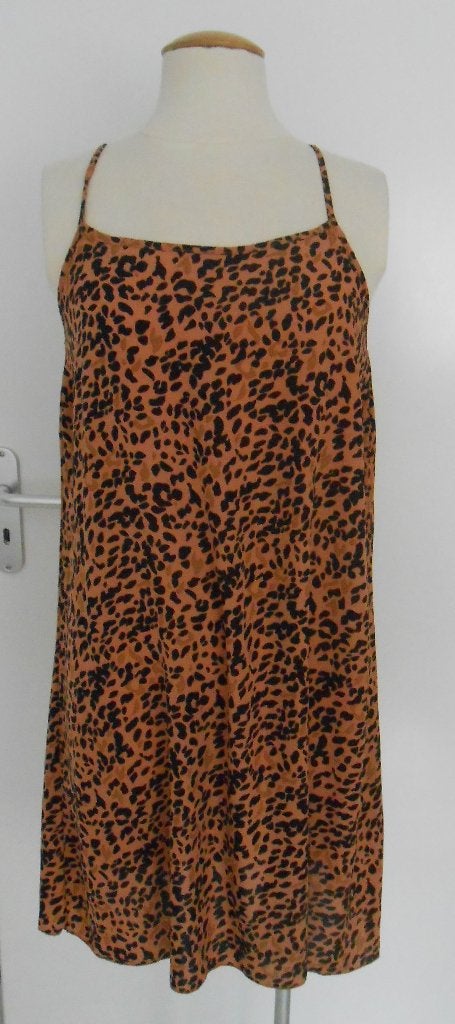 Shein jurk met panterprint bruin/zwart mt 40, Kleding | Dames, Maat 38/40 (M), Bruin, Ophalen of Verzenden, Zo goed als nieuw