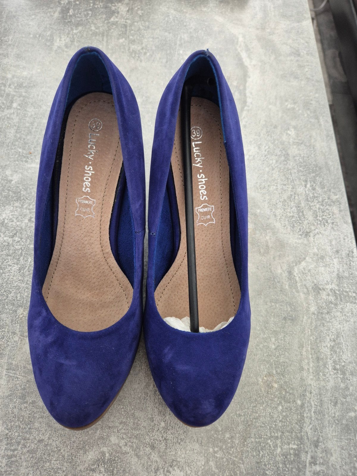 Lucky Shoes paarse suède sleehakken - Maat 38, Kleding | Dames, Overige kleuren, Lucky Shoes, Nieuw, Ophalen of Verzenden