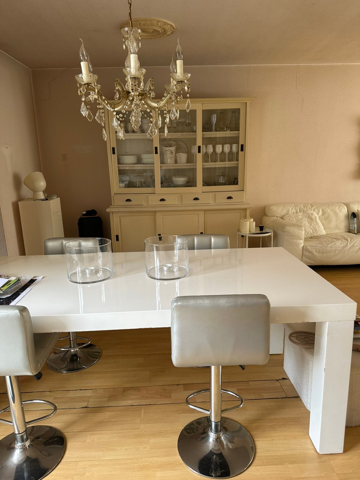 Stevige eettafel hoogglans, Huis en Inrichting, Tafels | Eettafels, Ophalen, Gebruikt, 200 cm of meer, 50 tot 100 cm