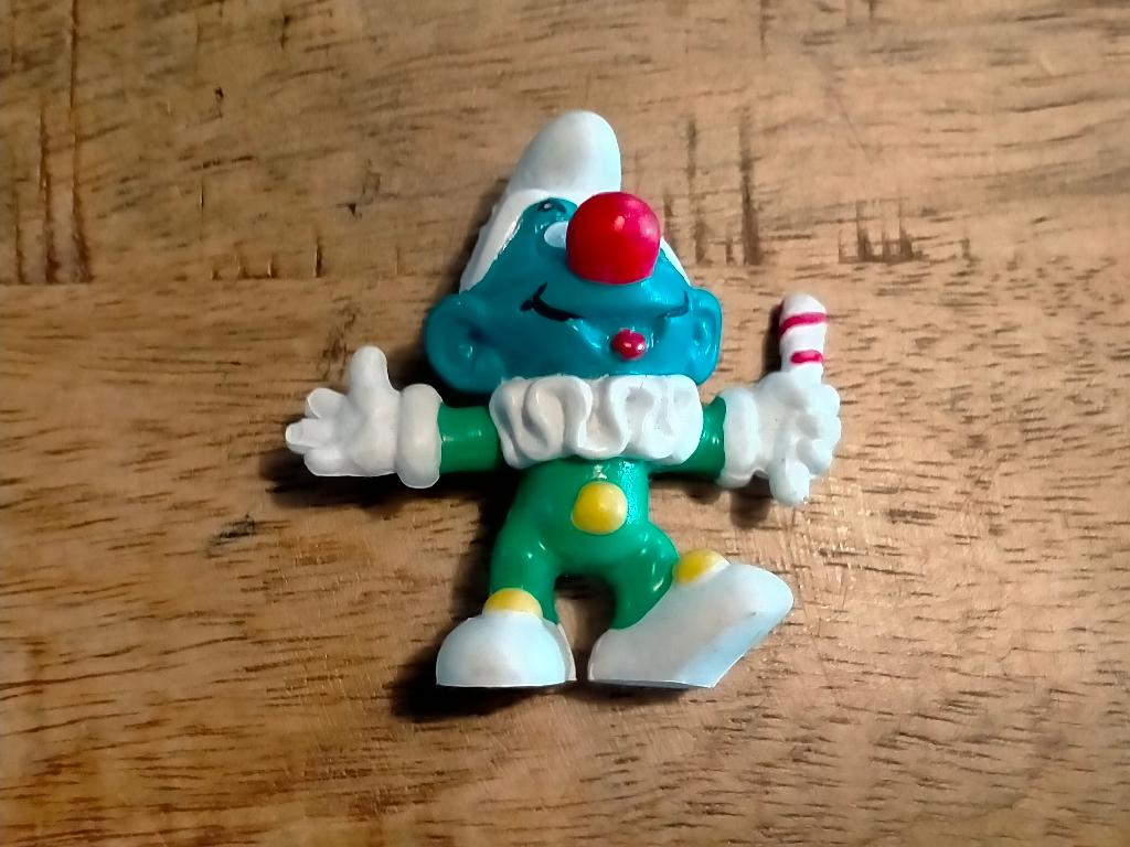 Smurfen smurf groen clown Bully Peyo pvc figuur poppetje, Ophalen of Verzenden, Gebruikt, Verschillende Smurfen