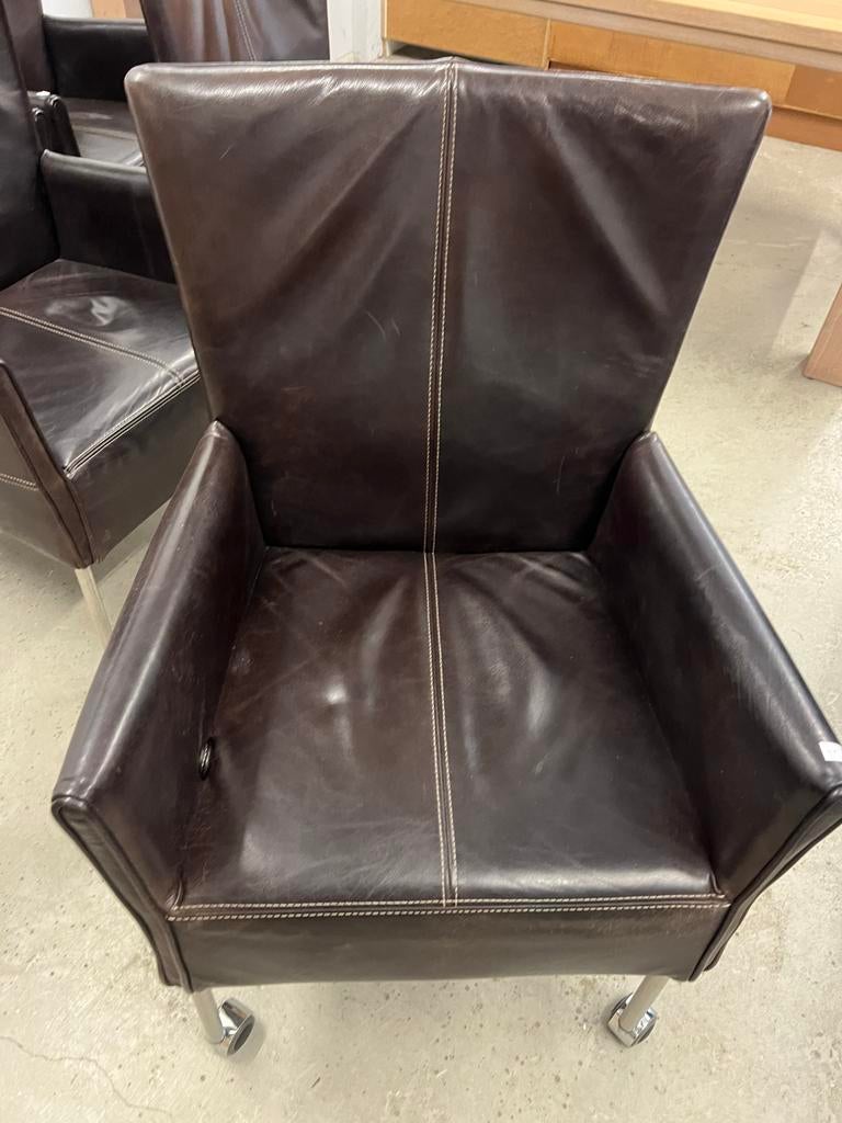 Leren eetkamerstoelen set van 6, Huis en Inrichting, Fauteuils, Ophalen, Minder dan 50 cm, ., 75 tot 100 cm
