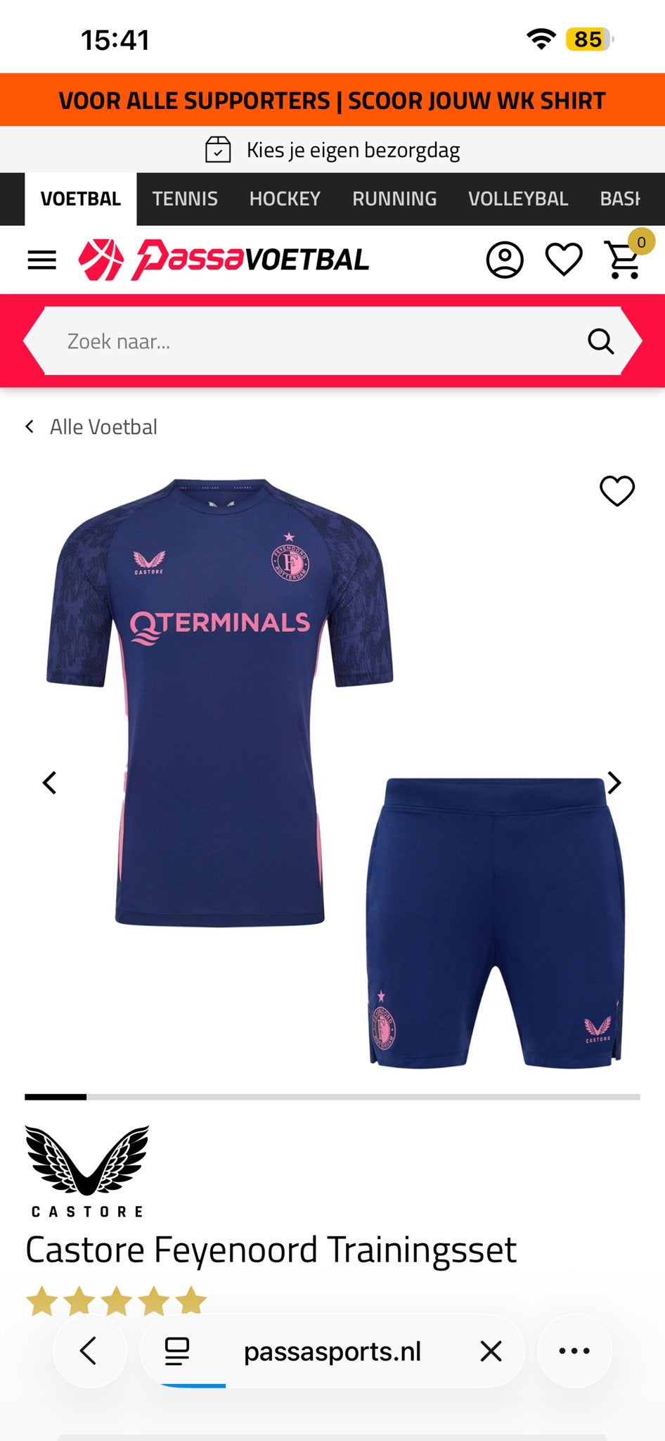 Castore Feyenoord Trainingsset - Blauw/Roze, Maat M, Ophalen, Zo goed als nieuw, Trainingspak