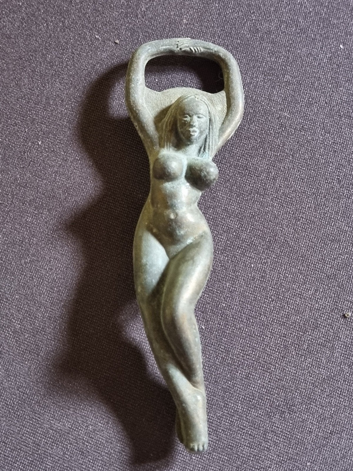 Vintage bronzen flesopener in de vorm van een naakte vrouw, Ophalen of Verzenden