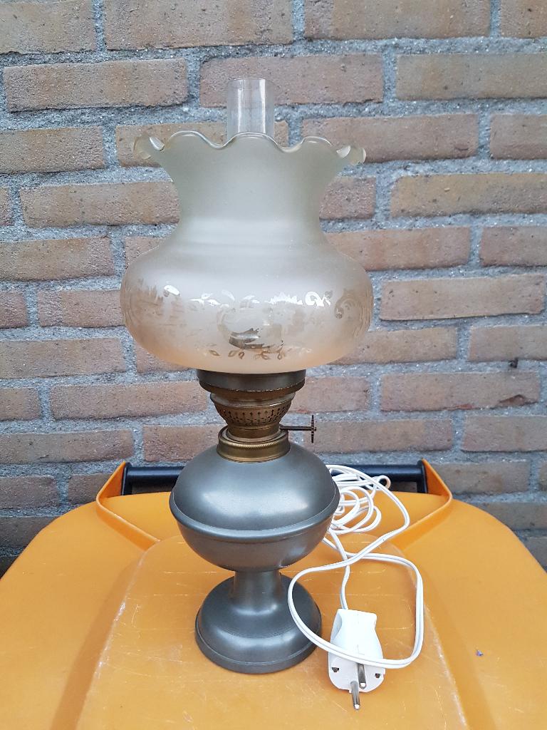 Antieke tafellamp 35 cm hoog., Ophalen of Verzenden