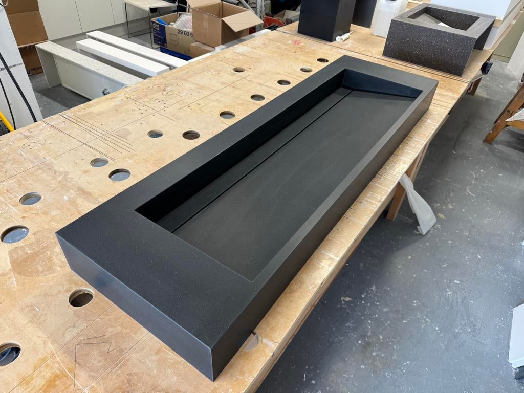 Hi-macs (“Corian”) solid surface wastafel 1.50 m, Ophalen, 100 tot 150 cm, Minder dan 100 cm, Wasbak of Wastafel