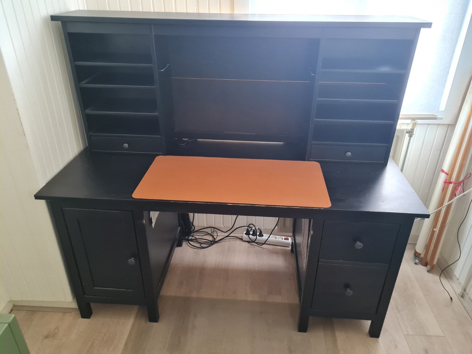 Donkerbruin bureau met opzetstuk - Gebruikt, Overige typen, Gebruikt, Hout, Bruin