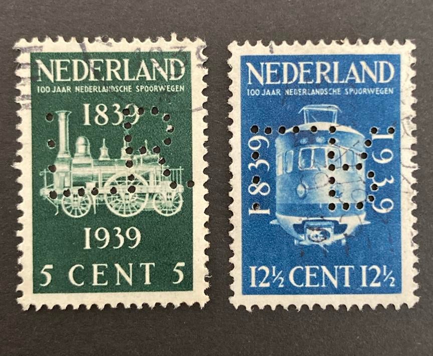 Perfin LR 1 in nvph 425 en 326, Ophalen of Verzenden, Gestempeld