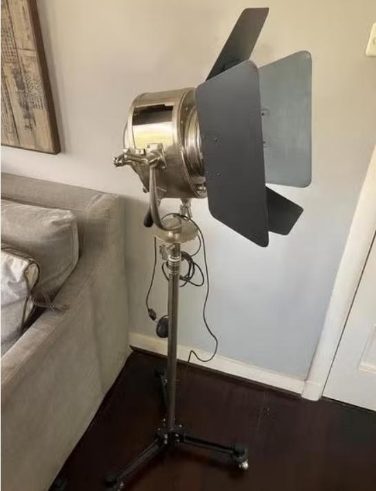 Retro Studiolamp RVS, Ophalen, Zo goed als nieuw, Metaal, 100 tot 150 cm
