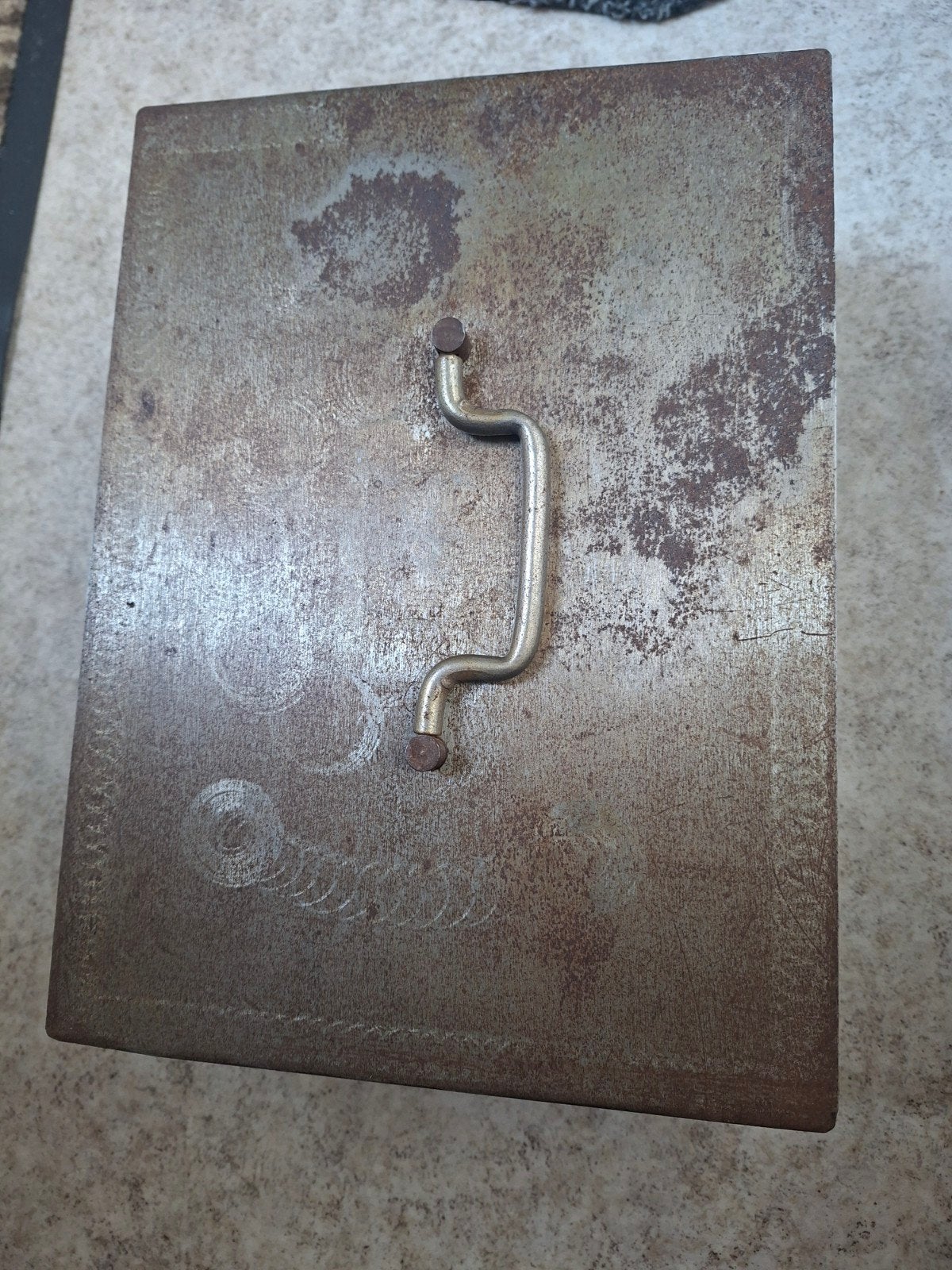 Vintage stalen kistje met slot en handvat, Ophalen of Verzenden