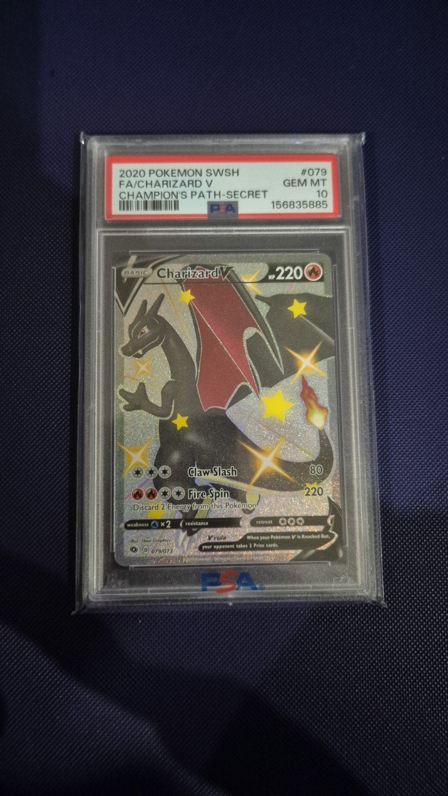 PSA 10 Charizard V Shiny Secret Rare 079/073 Champion's Path, Ophalen of Verzenden, Nieuw, Losse kaart, Foil