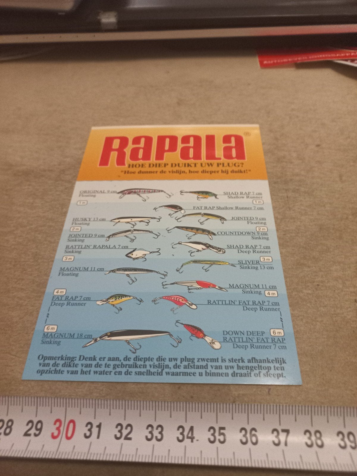 Rapala Plug Diepte sticker - Visgerei Informatie, Ophalen of Verzenden