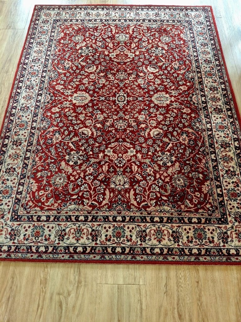 Vintage wollen Niris tapijt bordeaux, Ophalen, Gebruikt, 100 tot 150 cm, 150 tot 200 cm