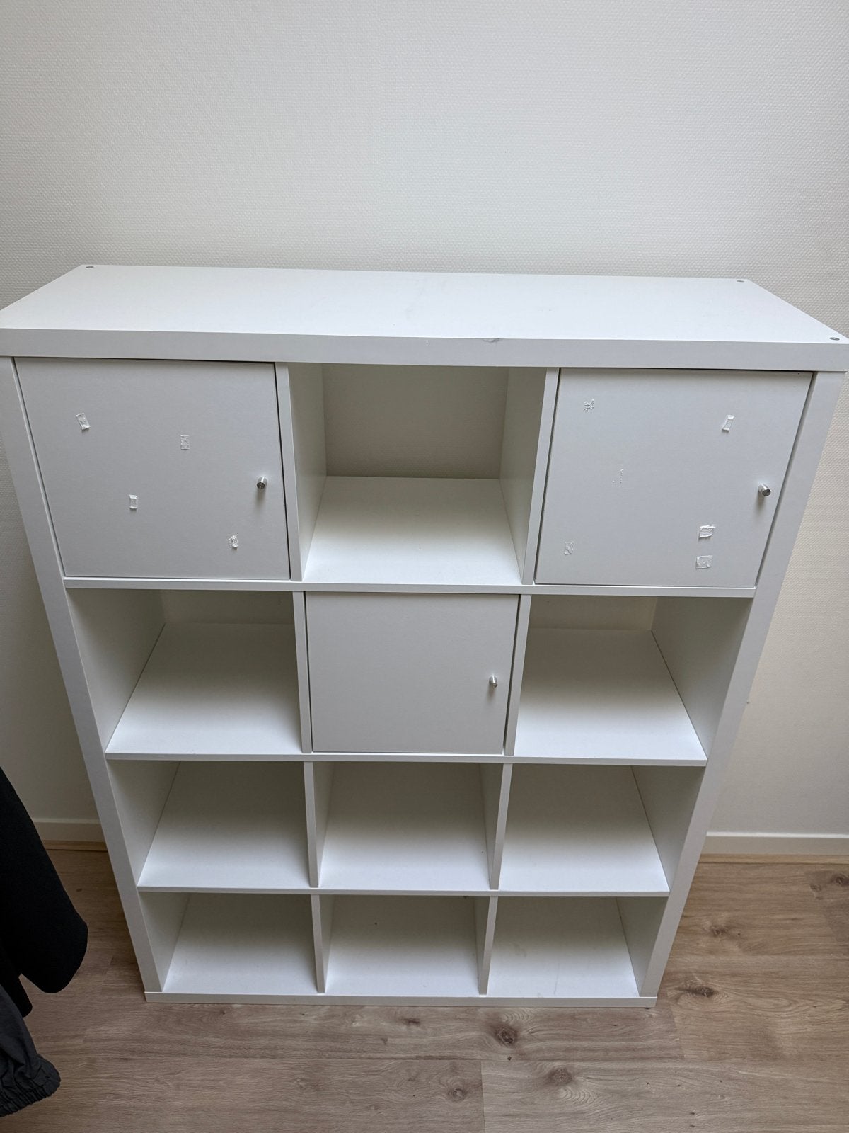 Witte Kast met Vakken en Deurtjes - IKEA Kallax Stijl, Ophalen, Overige materialen, Gebruikt, 100 tot 150 cm