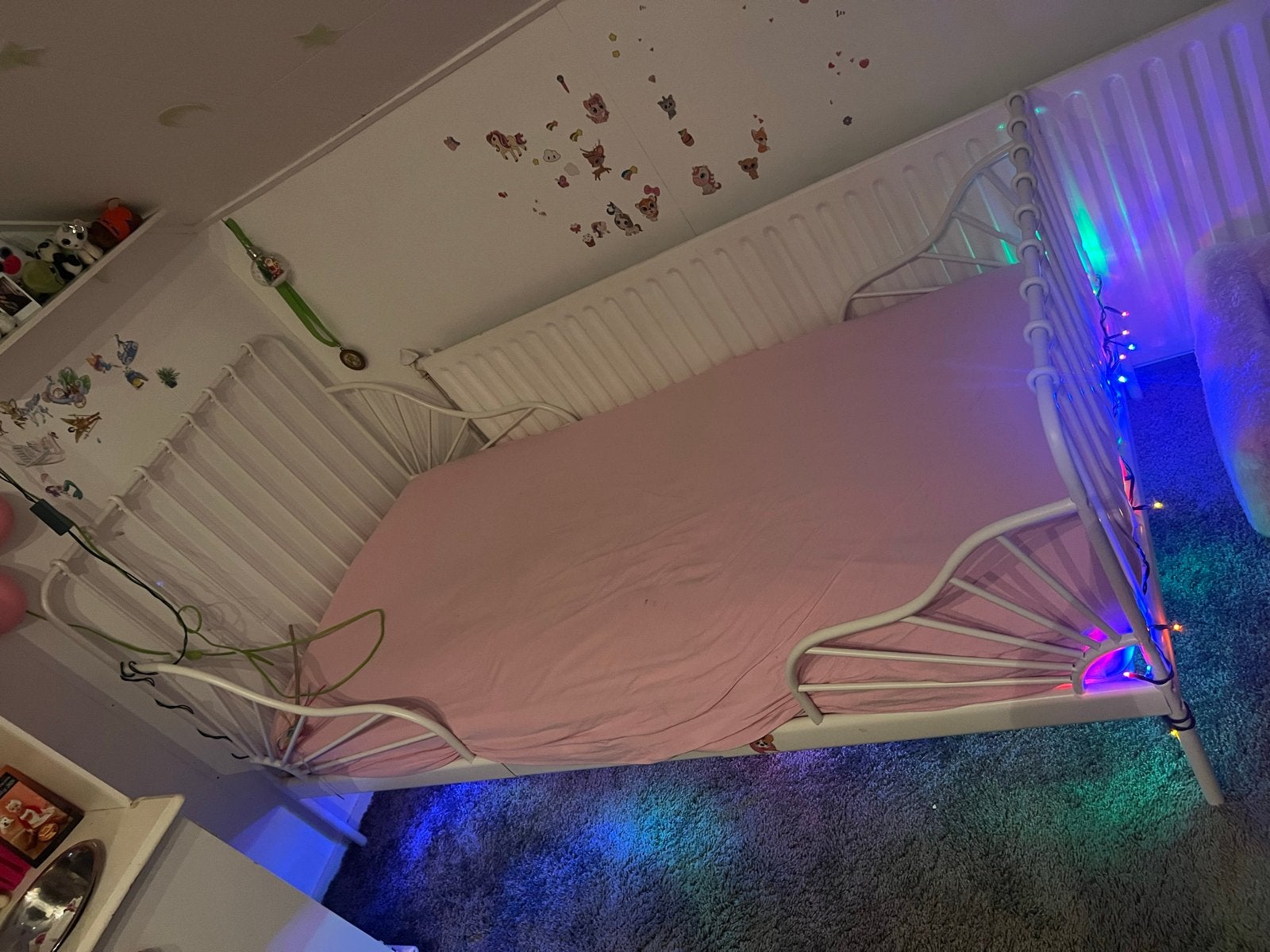 IKEA Minnen uitschuifbaar bed met matras, wit, Ophalen, Eenpersoons, Wit, 80 cm