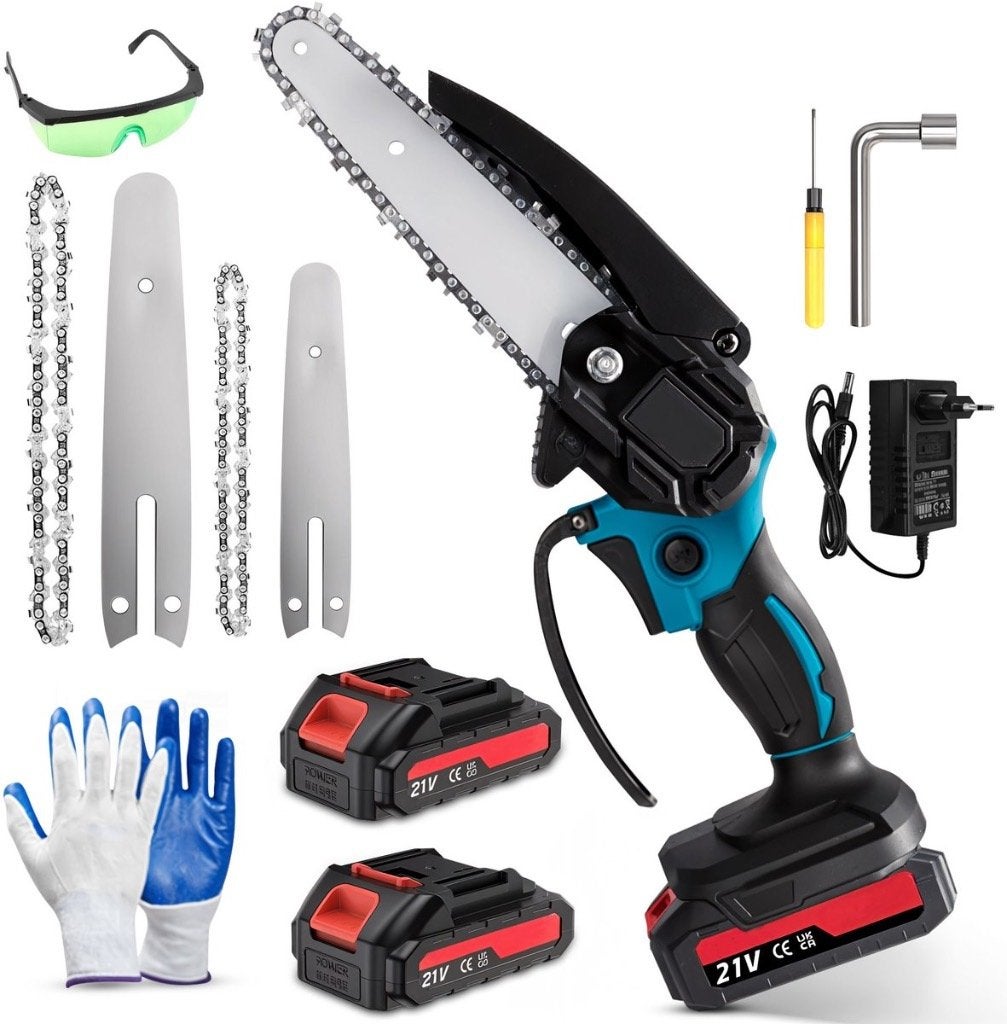 Mini kettingzaag met 2 accu's Inc. accessoires (Nieuw!), Tuin en Terras, Hand-tuingereedschap, Ophalen of Verzenden, Nieuw, Overige soorten