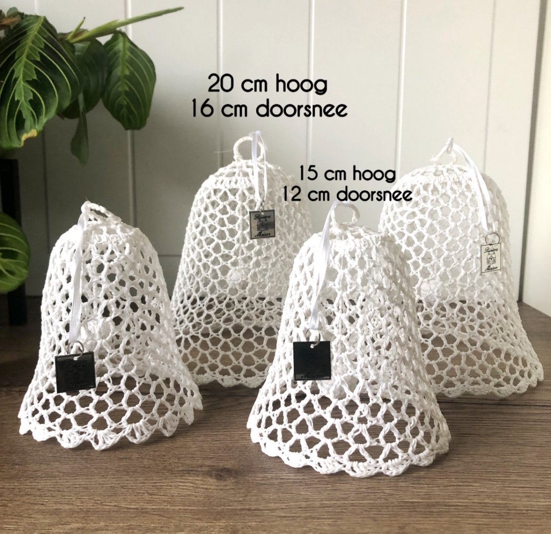 Riviera Maison Gehaakte kerst klokjes  - set van 4 - wit, Ophalen of Verzenden, Zo goed als nieuw, Wit, Textiel