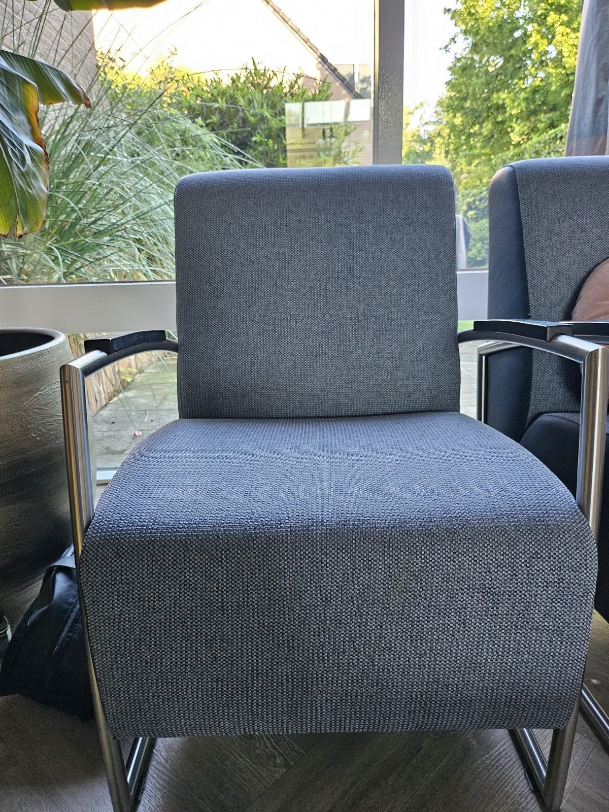 2 blauwe Montel stoelen, Ophalen, Gebruikt, Twee, Blauw