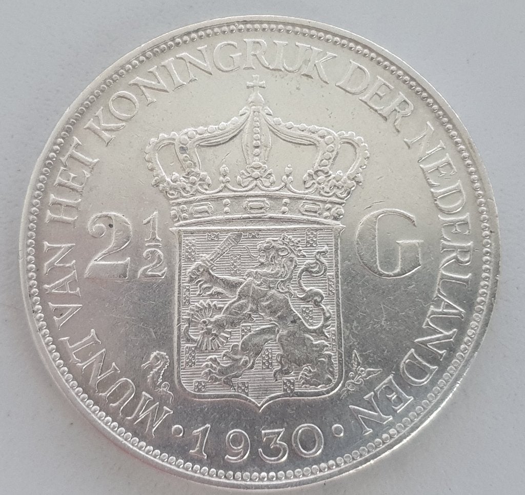 2½ Gulden 1930, Verzenden, Zilver, Koningin Wilhelmina, Losse munt