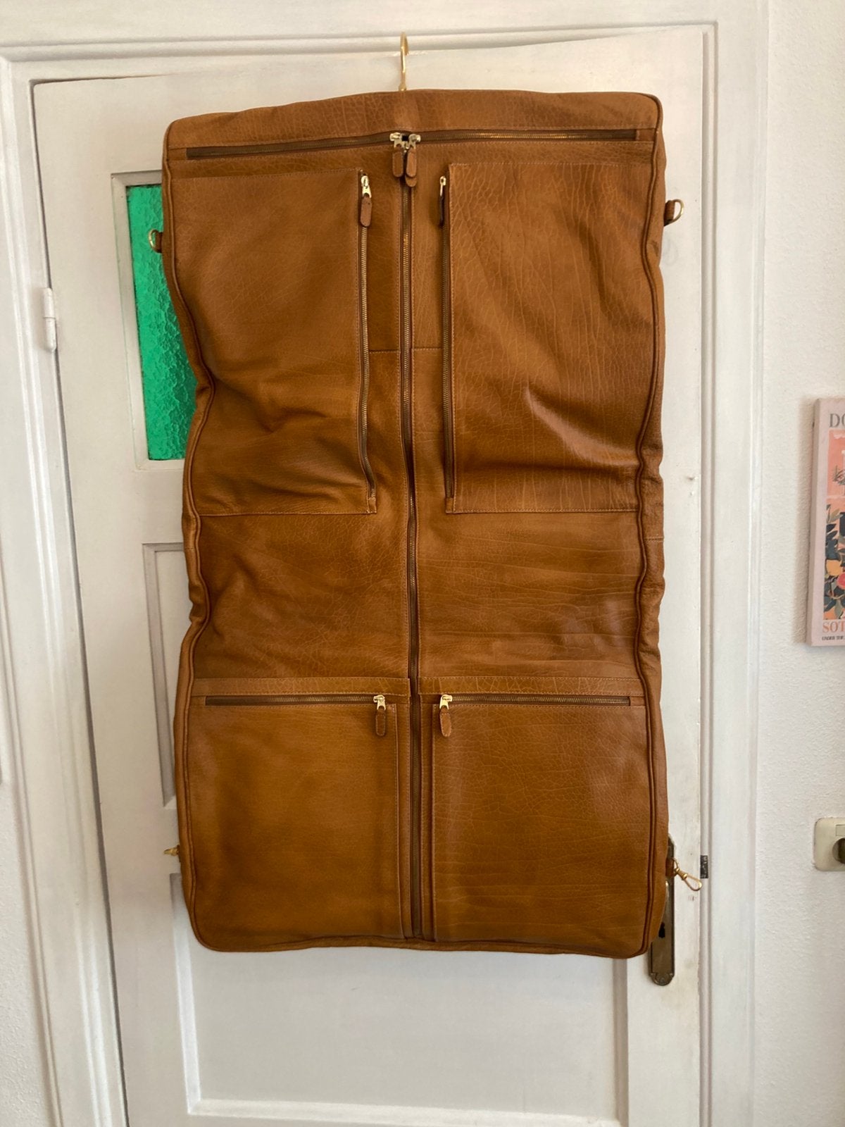Luxe rundlederen Kledinghoes kostuumzak kostuumkoffertas, Sieraden, Tassen en Uiterlijk, 30 cm of meer, Bruin, Minder dan 35 cm