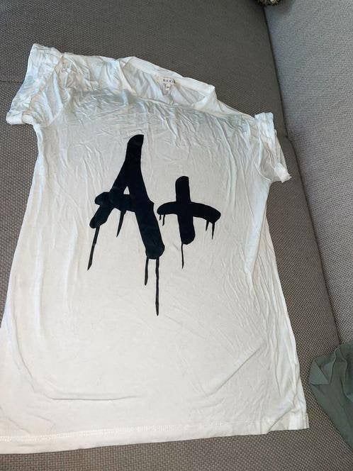 Nikkie shirt tshirt 34 wit witte zwart plessen, Verzenden, Wit, Maat 34 (XS) of kleiner, Gedragen