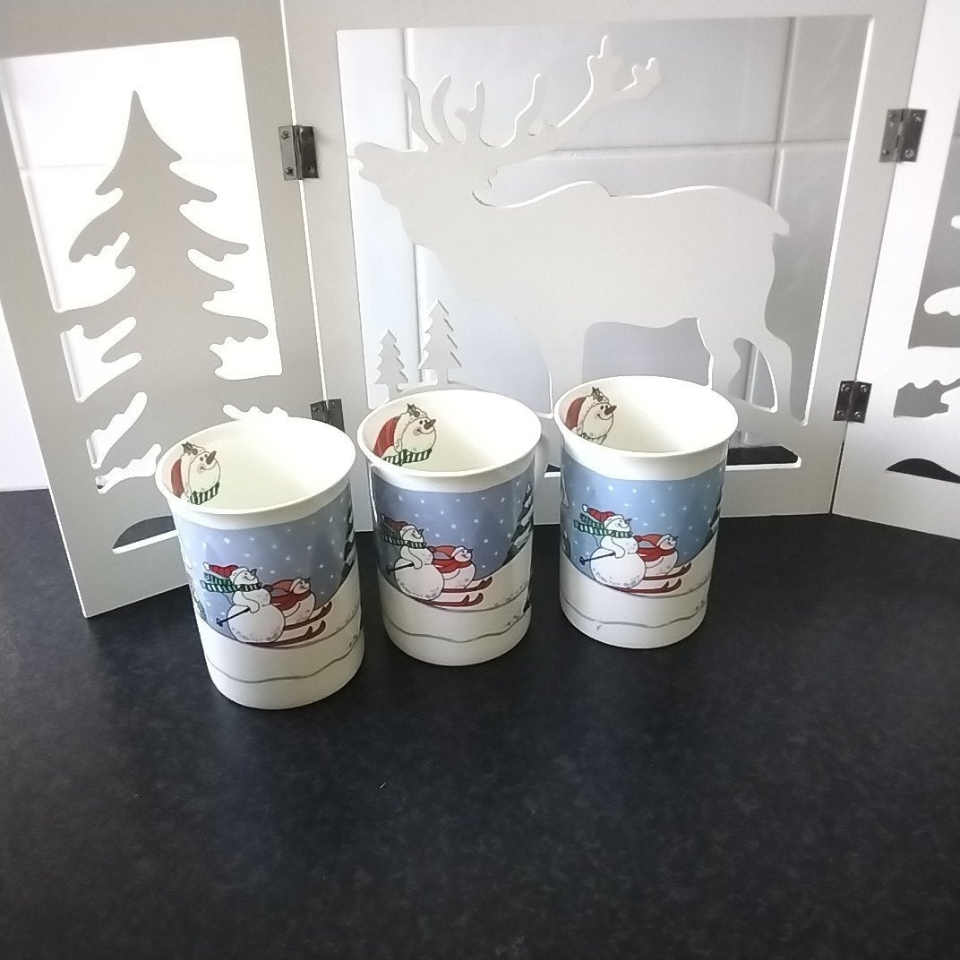 3 ( kerst) mokken met sneeuwpoppen, Ophalen of Verzenden, Zo goed als nieuw, Overige stijlen, Kop(pen) en/of Schotel(s)