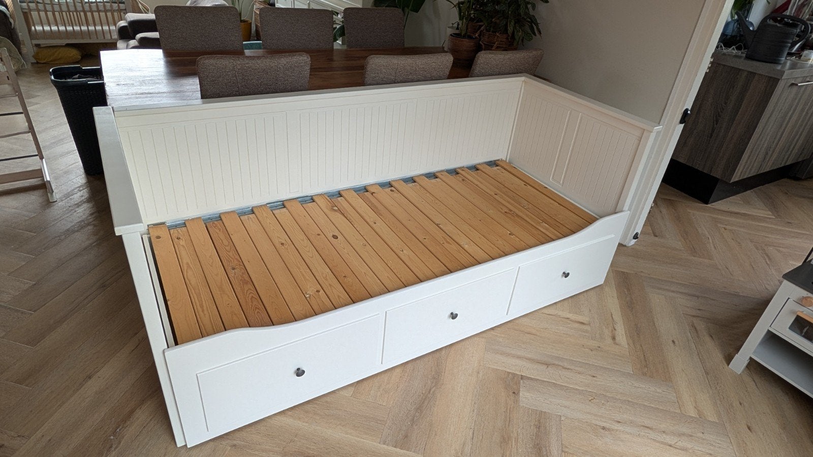 IKEA Hemnes Bedbank (wit), Gebruikt, Eenpersoons, Wit, Ophalen of Verzenden