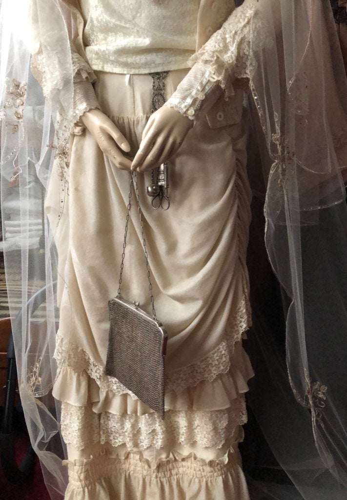 Antieke Grote zilveren Tas Beugeltas Malienkolder - 1920, Ophalen of Verzenden, Zilver