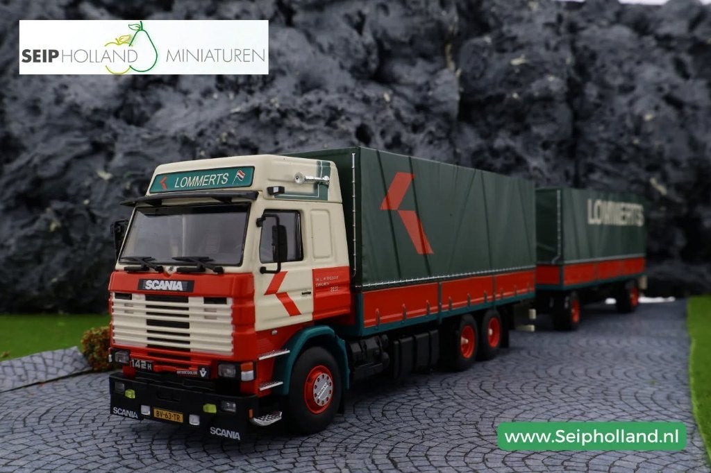 TEKNO LOMMERTS Scania 142- motorwagen met huifaanh, Hobby en Vrije tijd, Modelauto's | 1:50, Info@seipholland.nl, Nieuw, Tekno