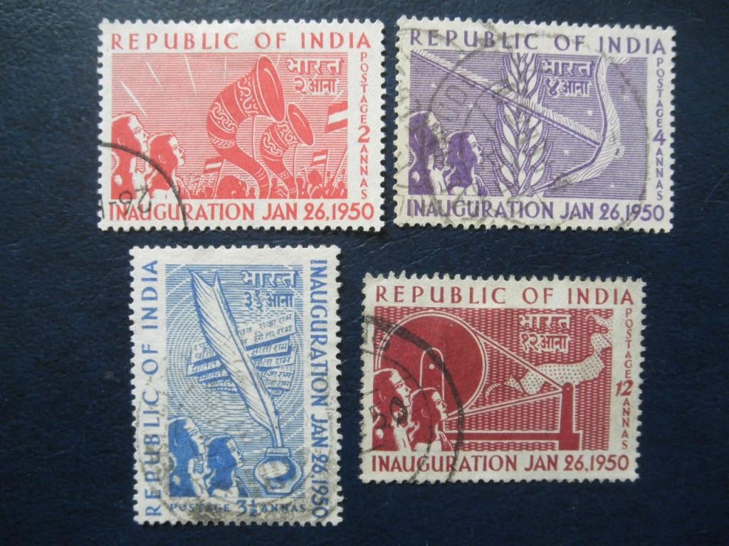 Postzegels India 1950 republiek - cat.w. € 9,50., Ophalen of Verzenden, Gestempeld, Zuid-Azië