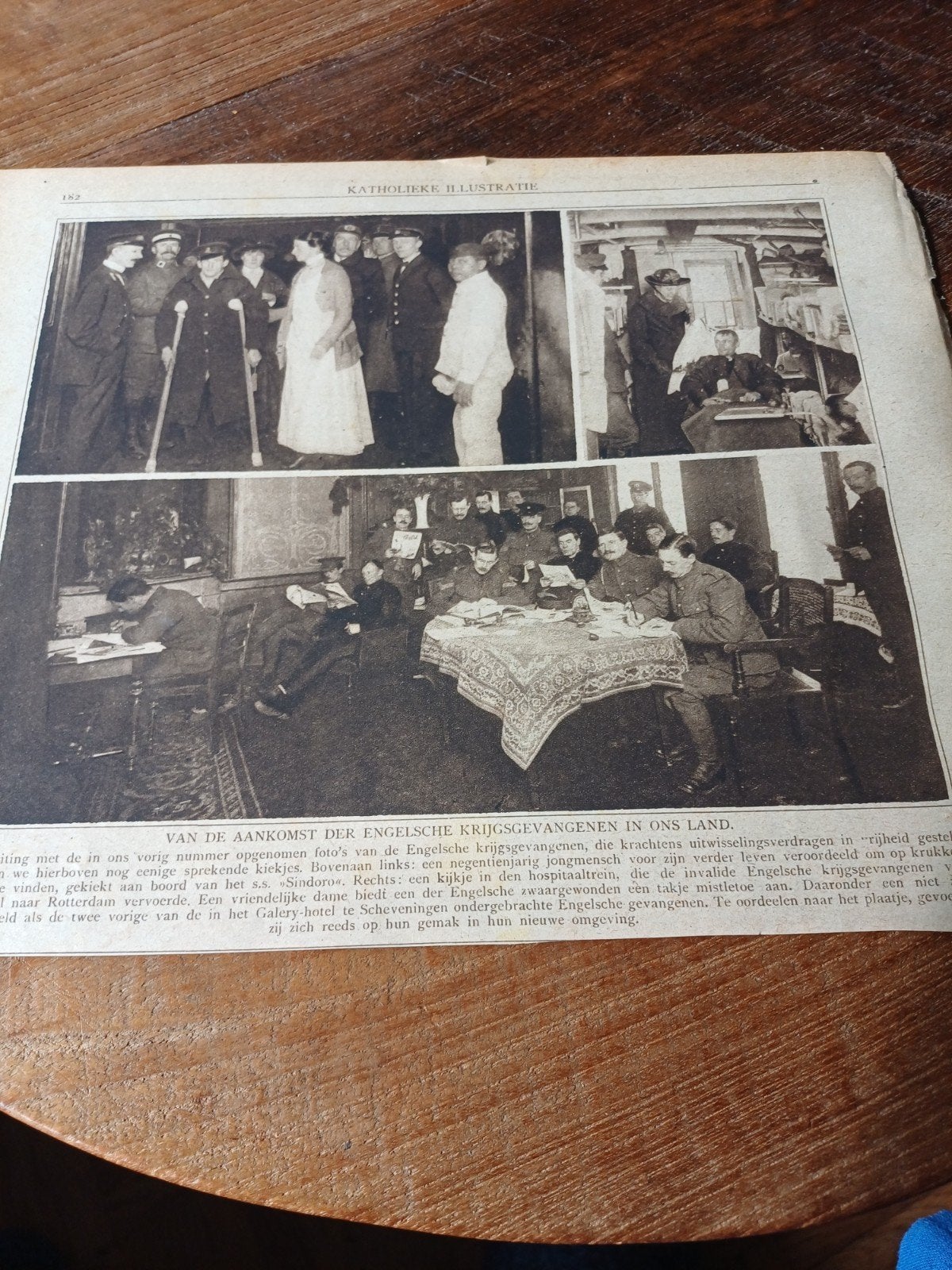 knipsel aankomst Engelse krijgsgevangenen 1918, Verzamelen, Ophalen of Verzenden, Voor 1920, Knipsel(s)
