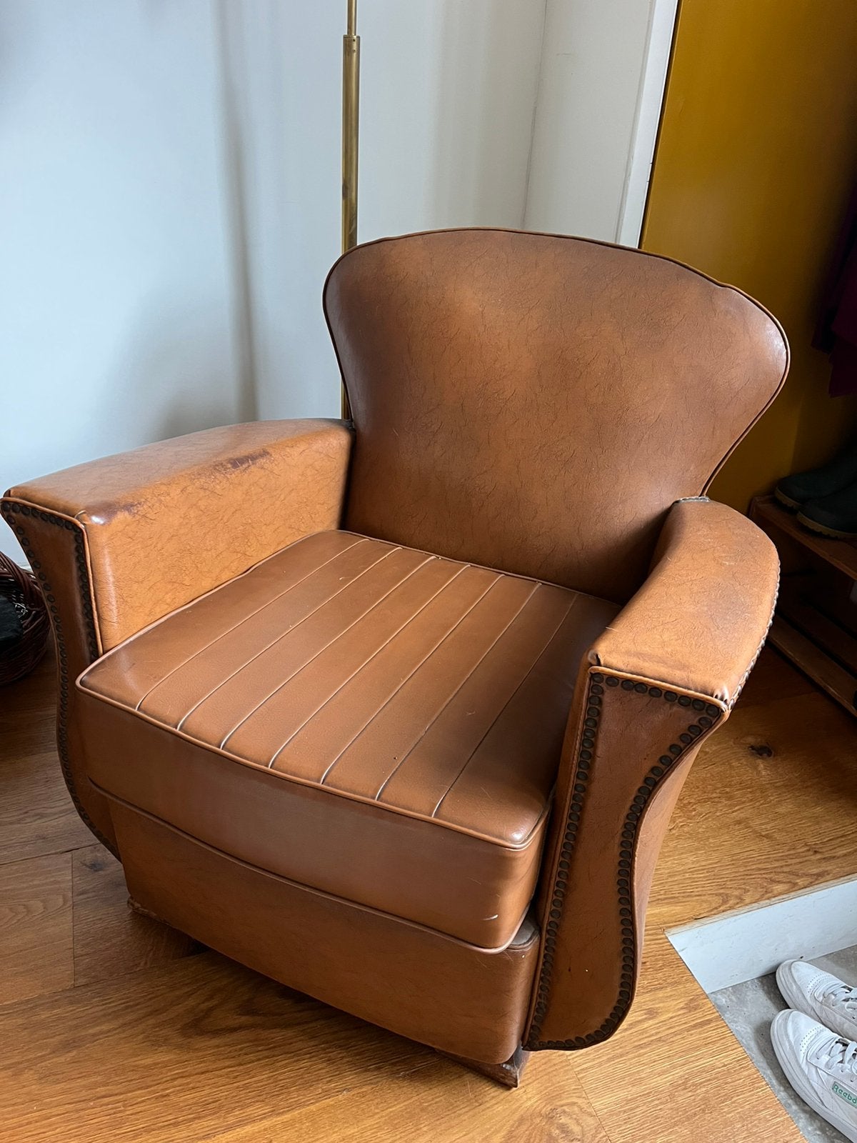 Grote leren stoel, Huis en Inrichting, Ophalen, Gebruikt, Art deco, 50 tot 75 cm