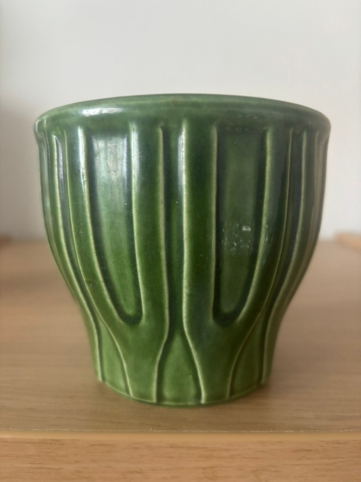 bloempotje vintage jaren 60 70 bloempotten groen, Tuin en Terras, Bloempotten, Ophalen, Rond, Zo goed als nieuw, Aardewerk