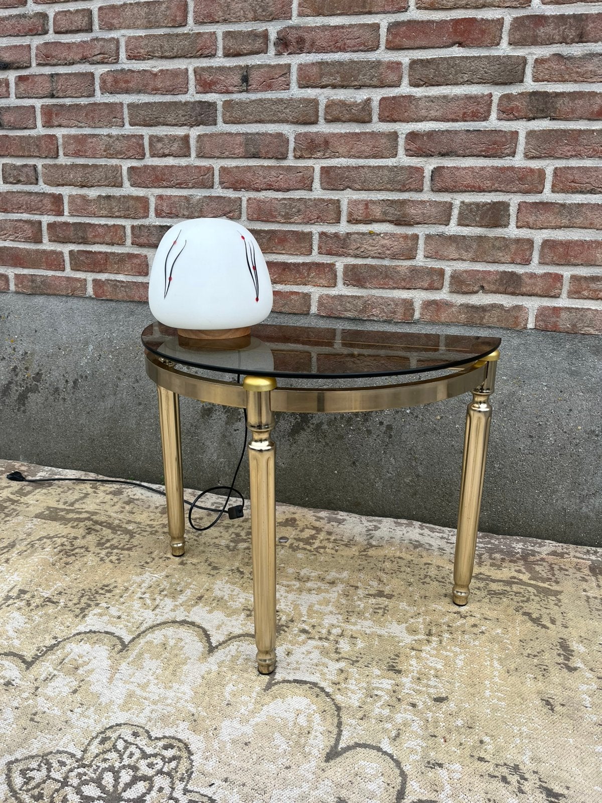 Vintage messing halvemaan tafel in Hollywood Regency stijl,, Ophalen