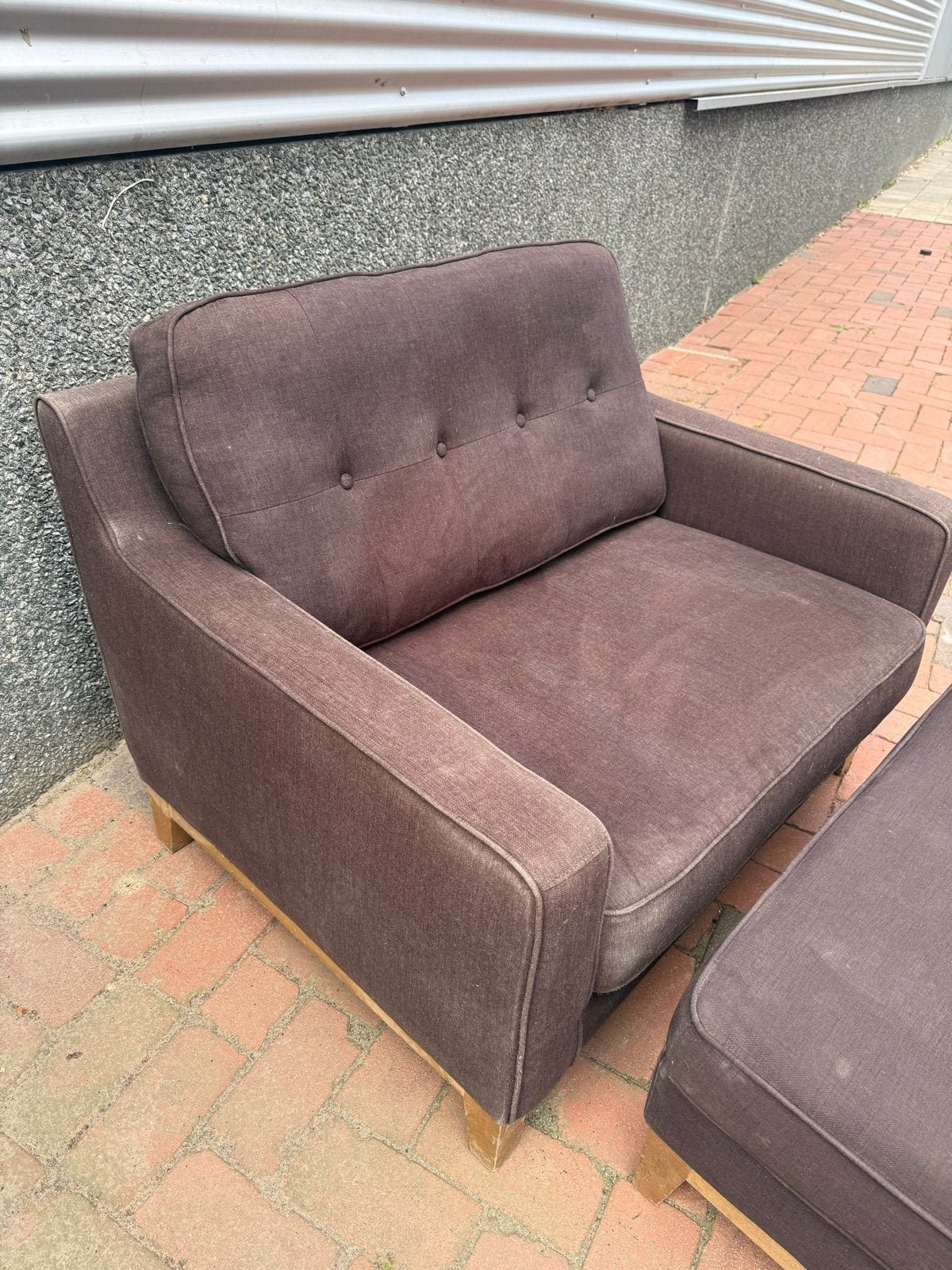 Rivièra Maison Love Seat met poef - Bruin, Ophalen, Gebruikt, Stof