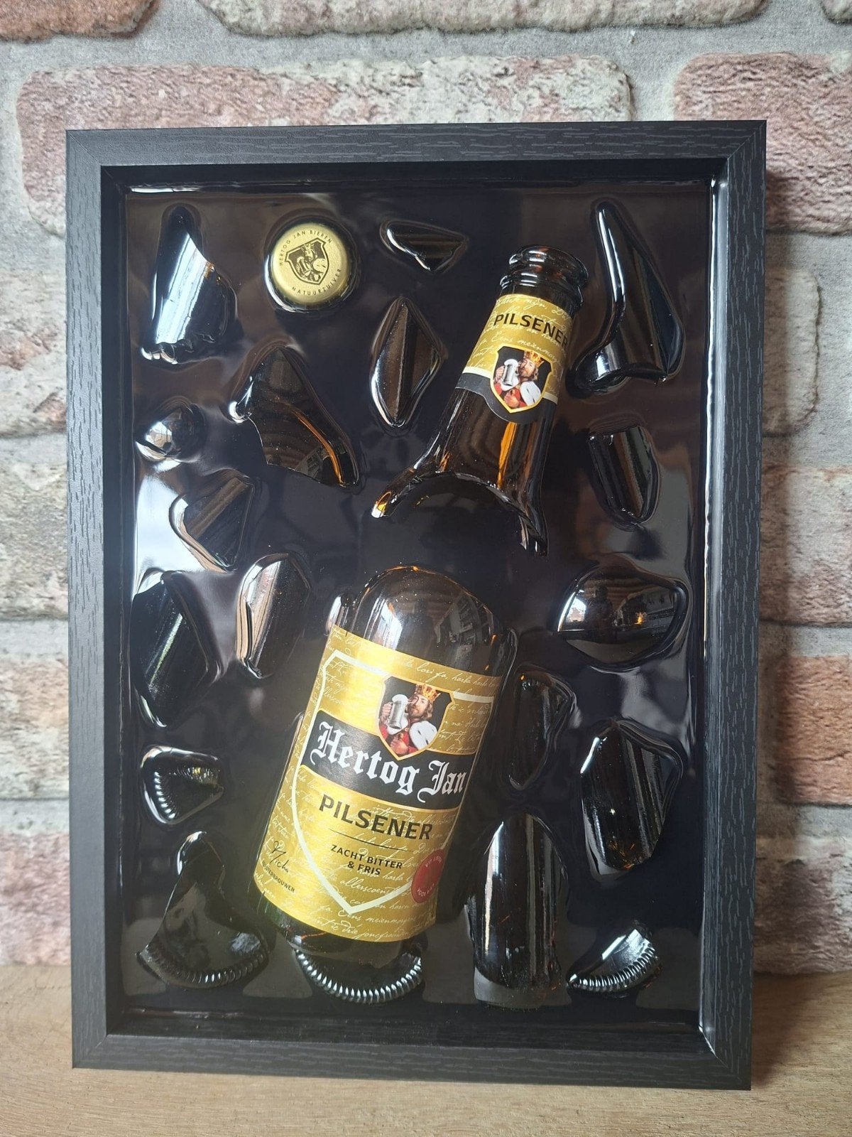 Hertog Jan flesje verwerkt in een lijst 23x33 met Epoxy, Ophalen of Verzenden, Nieuw
