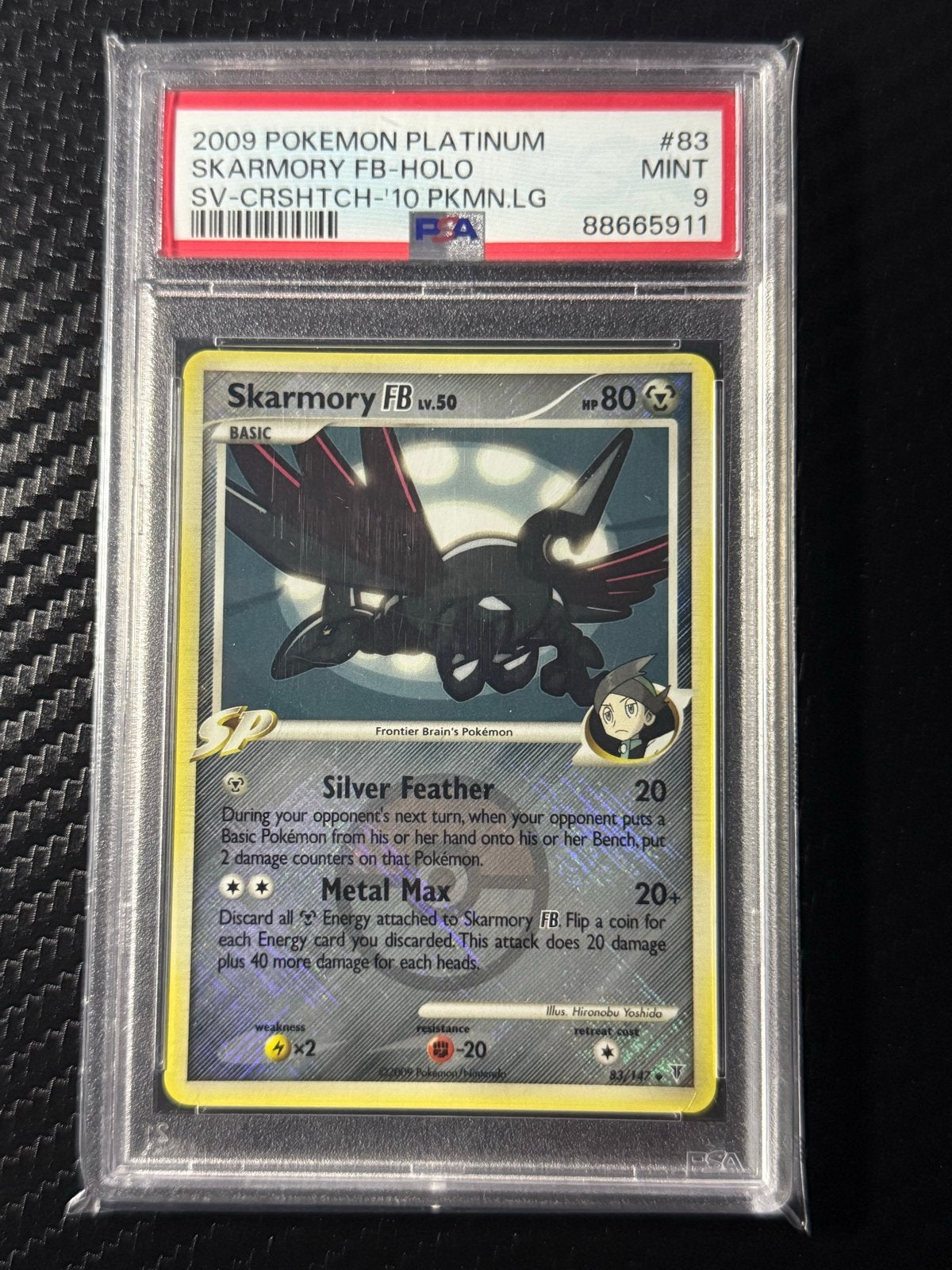 PSA 9 Skarmory FB Holo 2009 Platinum Pokémon Kaart, Ophalen of Verzenden, Zo goed als nieuw, Losse kaart
