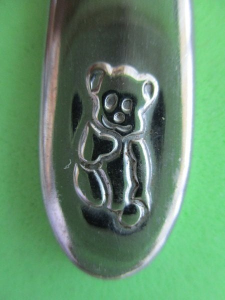 (KB5519) Kinderbestek Teddy grote lepel, Ophalen of Verzenden, Gebruikt