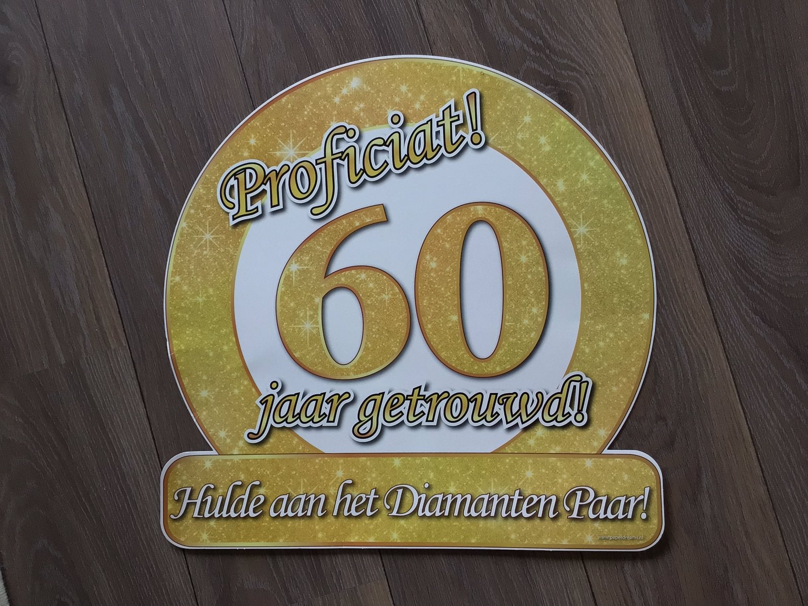 Deurbord huldeschild 60 jaar getrouwd 50 cm, Ophalen