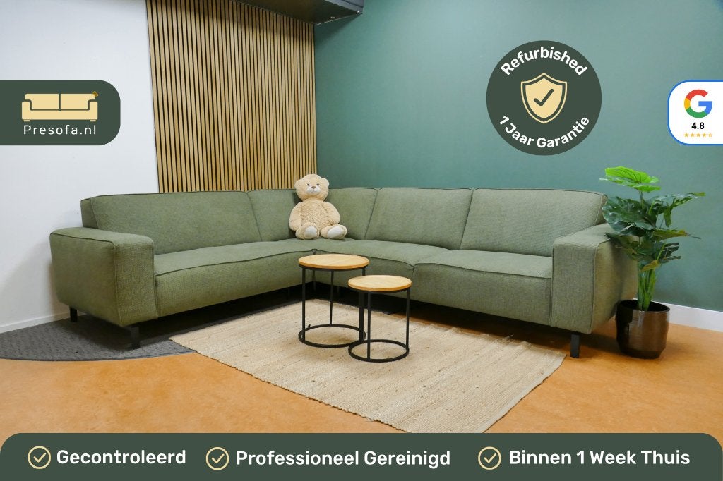 Hoekbank Trendhopper Groen Gemêleerd [Refurbished], 250 tot 300 cm, -, -, Hoekbank