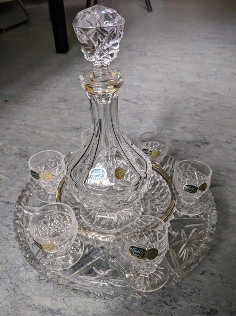 Bohemia Crystal likeurset, uit de jaren '80, Antiek en Kunst, Antiek | Glas en Kristal, Ophalen of Verzenden