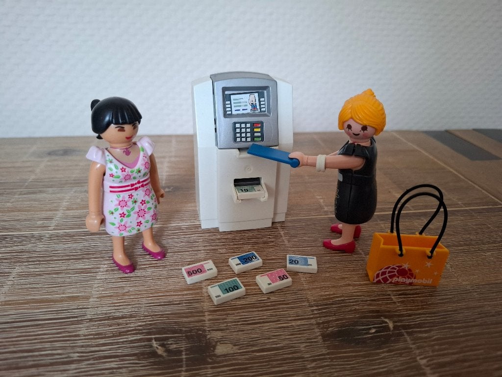 Playmobil winkelende vrouwen met pin automaat en geld, Kinderen en Baby's, Speelgoed | Playmobil, Ophalen of Verzenden, Zo goed als nieuw