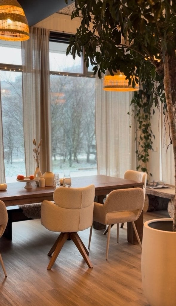 Massief eikenhouten eettafel, Ophalen, Gebruikt, 100 tot 150 cm, Eikenhout