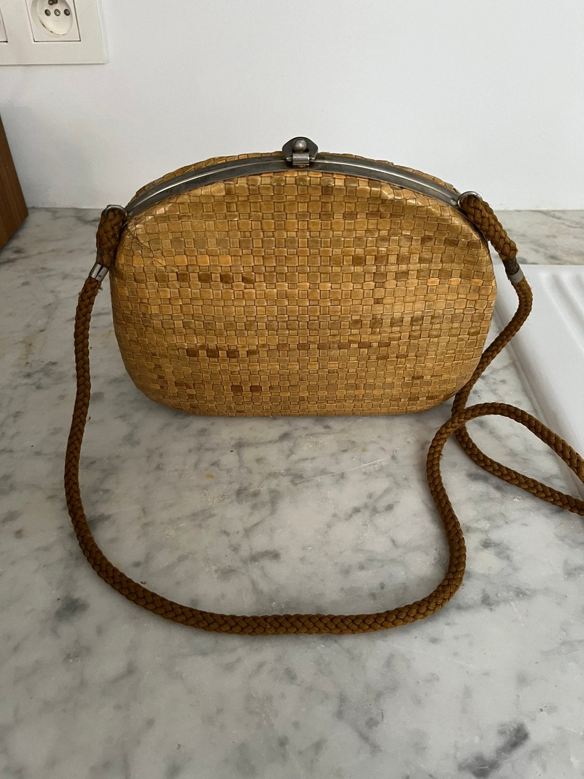 DAMESTAS HANDTAS RIET ORIGINEELVINTAGE RETRO, Sieraden, Tassen en Uiterlijk, Tassen | Damestassen, Ophalen of Verzenden, Handtas
