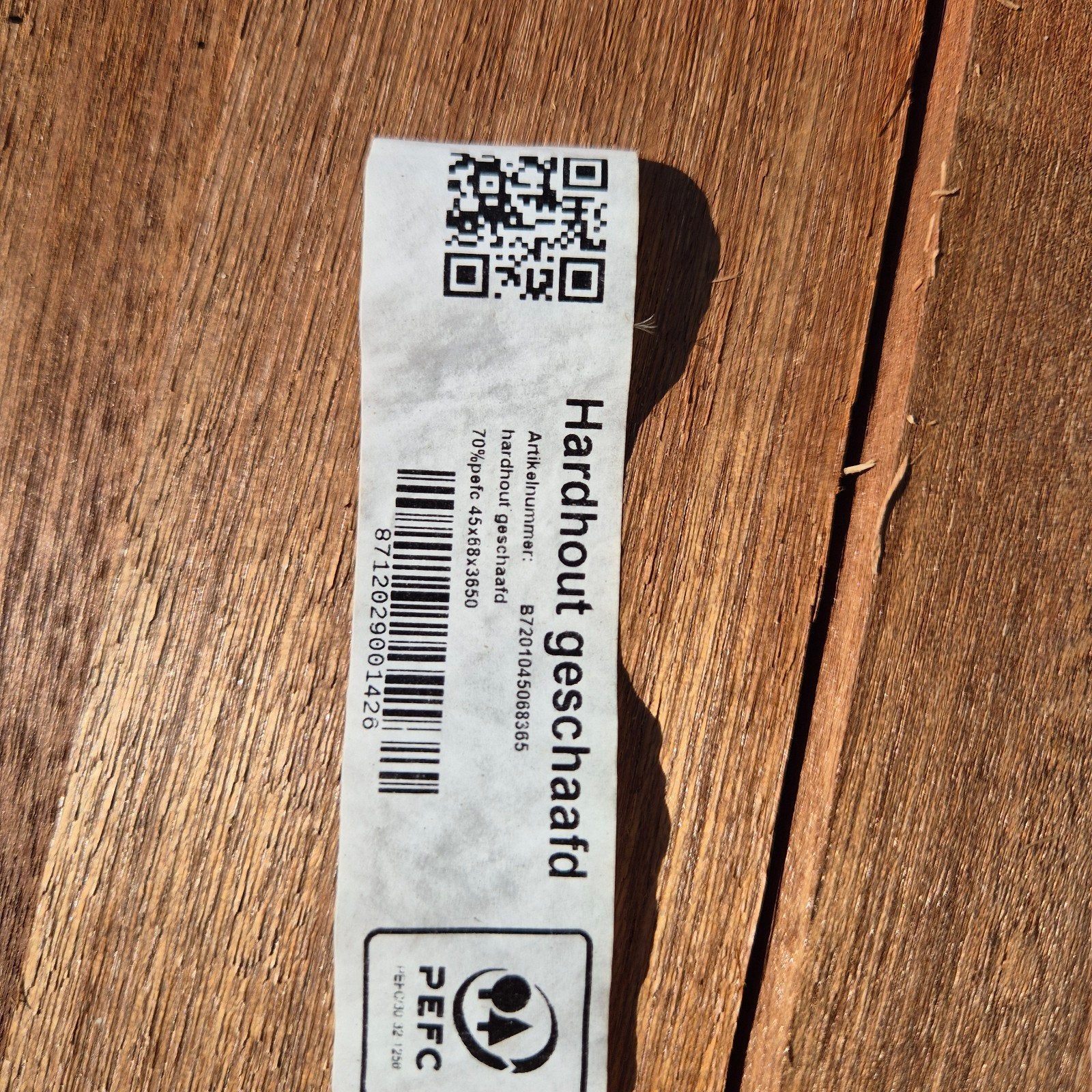 Partij hardhouten balken 45x68x3650mm B-keus, Ophalen of Verzenden, Balk, Vuren, 50 mm of meer
