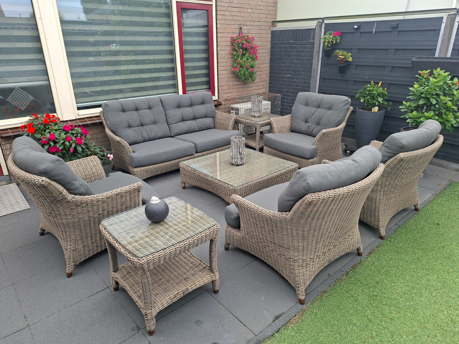 Grote Z.G.A.N. loungeset/tuinset 4SO Valentine twv €6115,-, Tuin en Terras, Ophalen, Loungeset, Wicker, 7 zitplaatsen