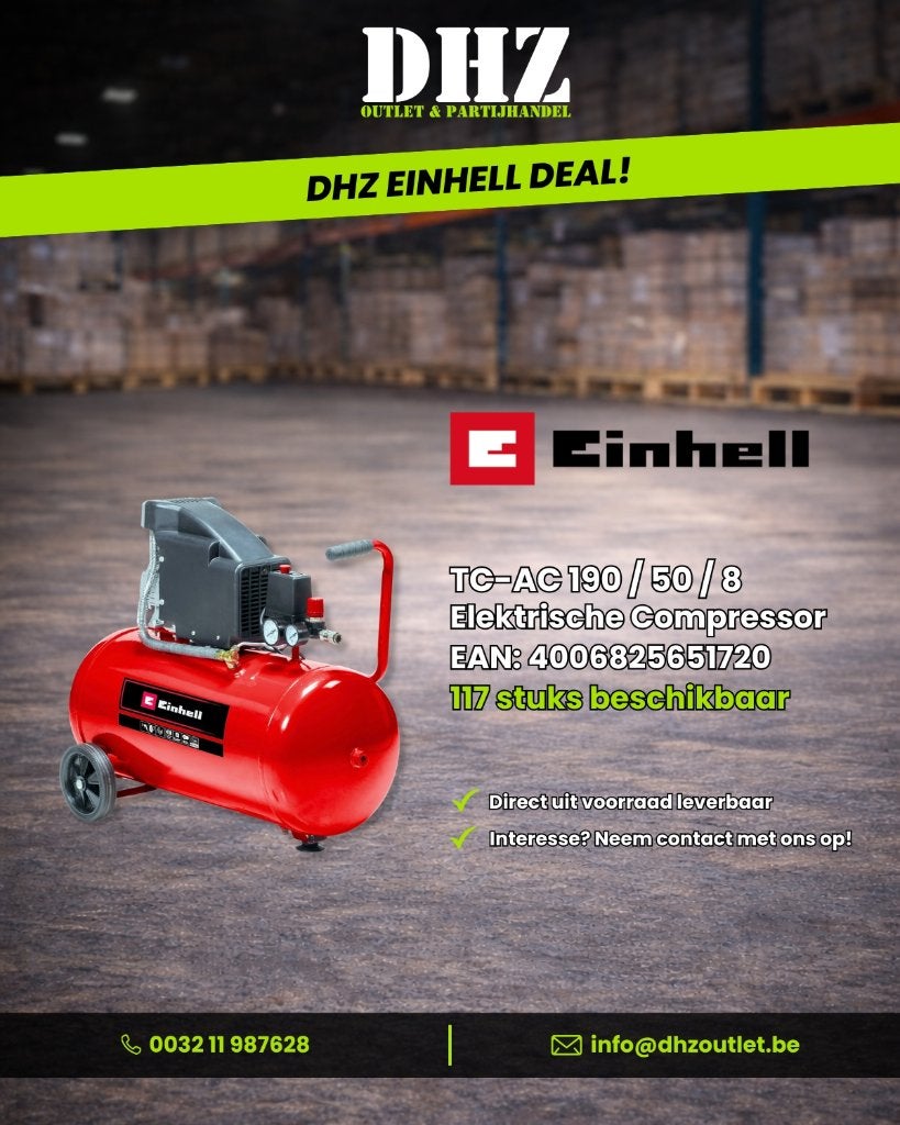 Einhell TC-AC 190/50/8 Elektrische Compressor, Ophalen, 6 tot 10 bar, Nieuw, Minder dan 200 liter/min