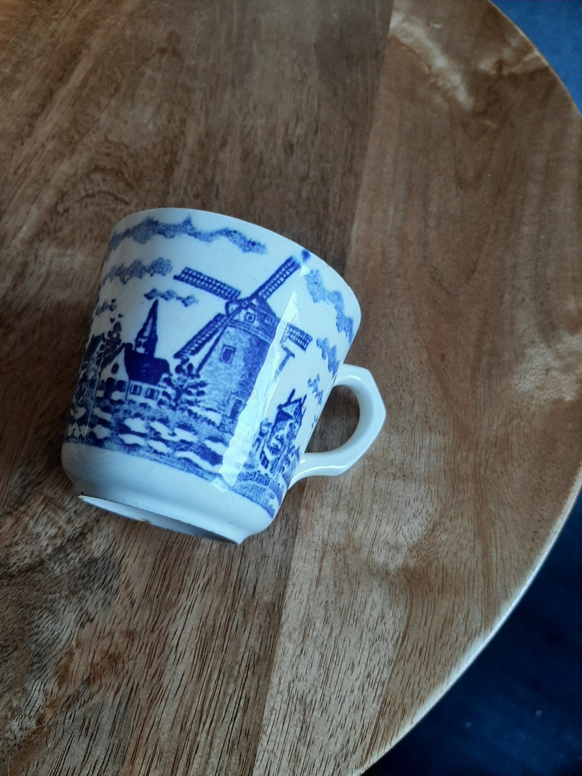 Delfts Blauw Mokje met Molen Decor, Antiek en Kunst, Ophalen